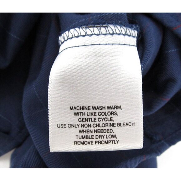 Knightsbridge Wrinkle Resistant Dress Shirt M – Navy Blue Plaid Button Down - Picture 12 of 12